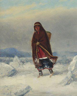 Cornelius Krieghoff Indian Woman in a Winter Landscape